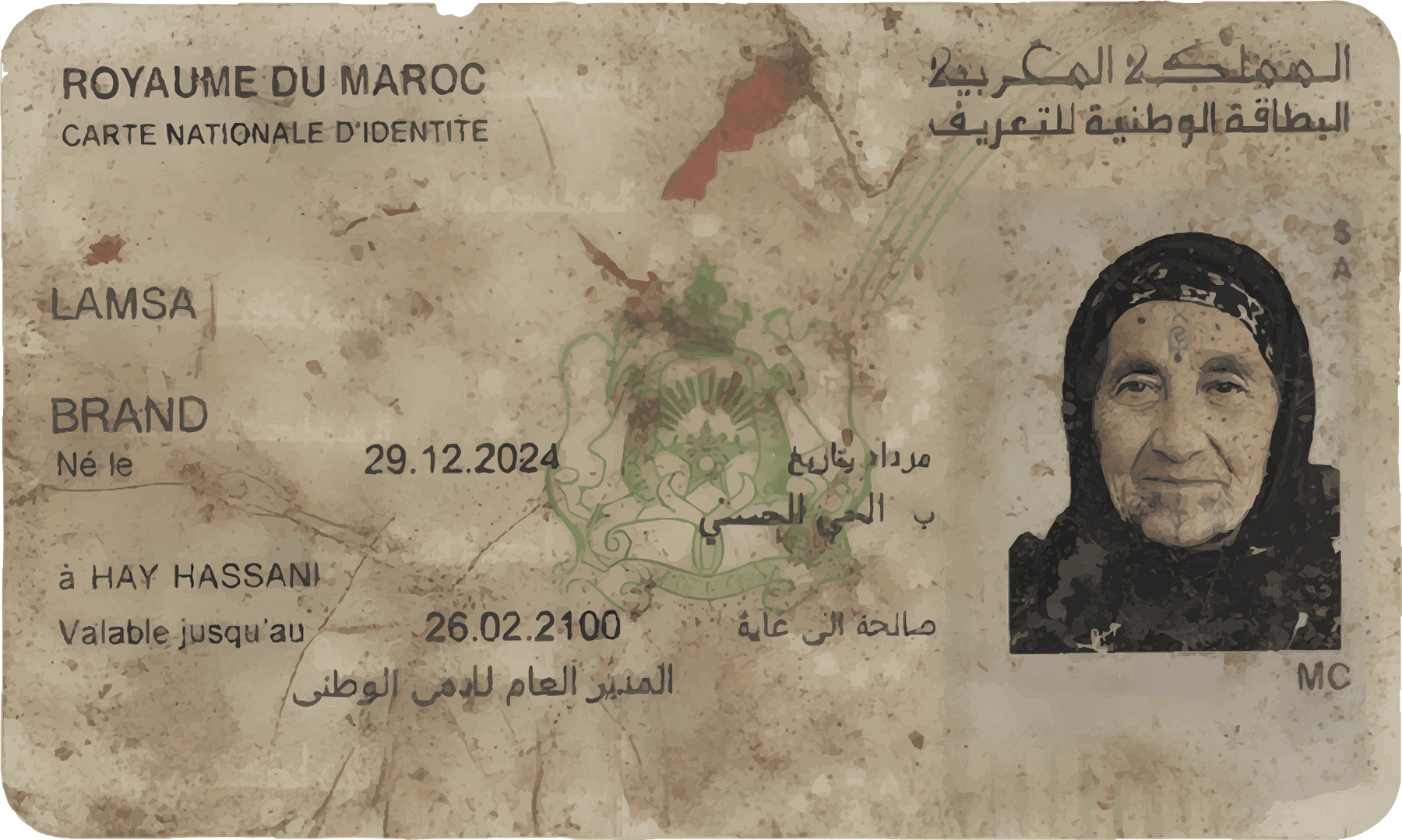 Carte nationale d'identité LAMSA — née le 29.12.2024 à Hay Hassani